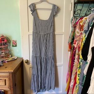 Alison Andrews Gingham Open Back Maxi Dress